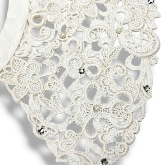 Teena Brown Lace Collar Detachable Vintage MCM Bead Embellished Victorian Style - Picture 3 of 6